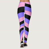 Groovy 70s psychedelic Roze & paarse Gestreept zwa Leggings (Achterkant)