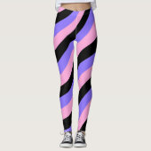 Groovy 70s psychedelic Roze & paarse Gestreept zwa Leggings (Voorkant)