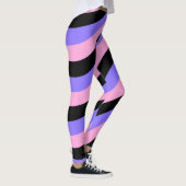 Groovy 70s psychedelic Roze & paarse Gestreept zwa Leggings (Rechts)