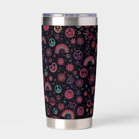 Groovy 70s Psychedelic Tumbler | Smiley Faces Geïsoleerde Drinkbeker (Achterkant)