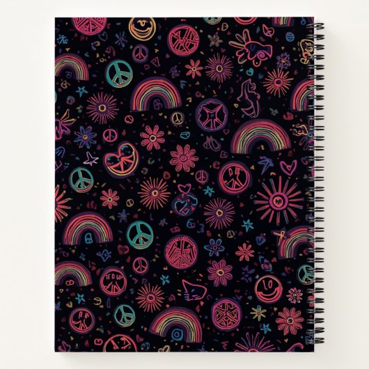Groovy 70s Psychedelic Tumbler | Smiley Faces Notitieboek (Achterkant)