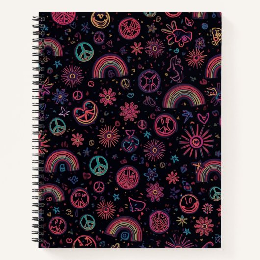 Groovy 70s Psychedelic Tumbler | Smiley Faces Notitieboek (Voorkant)