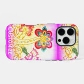 groovy 70's psychedelische palmbomen iphone hoesje iPhone 16 pro hoesje (Achterkant horizontaal)