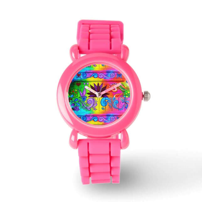 Groovy 70's psychedelische polshorloge horloge (Voorkant)
