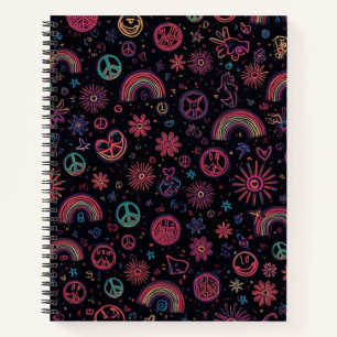 Groovy 70s Psychodelische Tumbler Smiley Gezicht Notitieboek