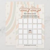 groovy 70s retro baby shower game, baby bingo (Voorkant / Achterkant)