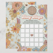 Groovy 70s retro baby shower spel baby bingo (Voorkant / Achterkant)