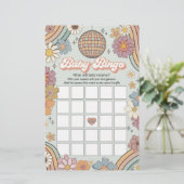 Groovy 70s retro baby shower spel baby bingo (Staand voorkant)