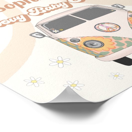 groovy 70s retro baby shower welkomstbord poster (Hoek)