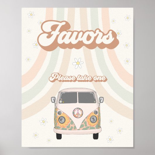 groovy 70s retro favors sign poster (Voorkant)