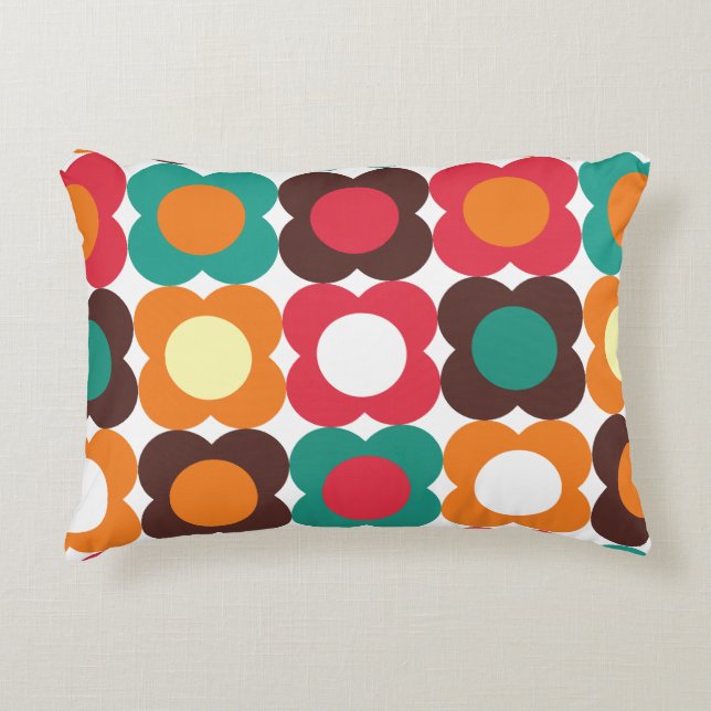 Groovy 70s Retro Flower Pattern | Bold Boho Floral Accent Kussen (Voorkant)