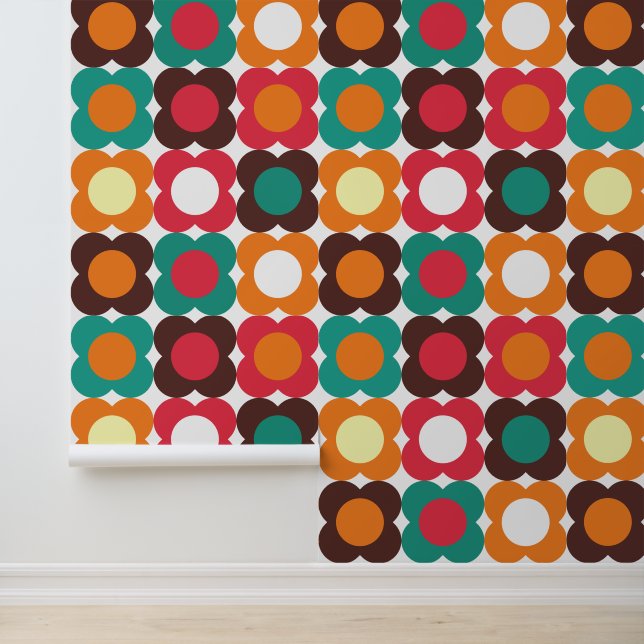 Groovy 70s Retro Flower Pattern | Bold Boho Floral Behang (Applicatie)