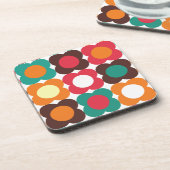 Groovy 70s Retro Flower Pattern | Bold Boho Floral Bier Onderzetter (Linkerzijde)