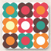 Groovy 70s Retro Flower Pattern | Bold Boho Floral Bier Onderzetter (Voorkant)