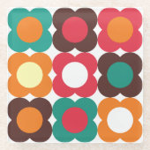 Groovy 70s Retro Flower Pattern | Bold Boho Floral Glazen Onderzetter (Voorkant)