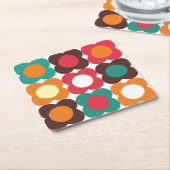 Groovy 70s Retro Flower Pattern | Bold Boho Floral Kartonnen Onderzetters (Schuin)