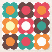 Groovy 70s Retro Flower Pattern | Bold Boho Floral Kartonnen Onderzetters (Voorkant)