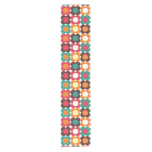 Groovy 70s Retro Flower Pattern | Bold Boho Floral Korte Tafelloper (Voorkant)