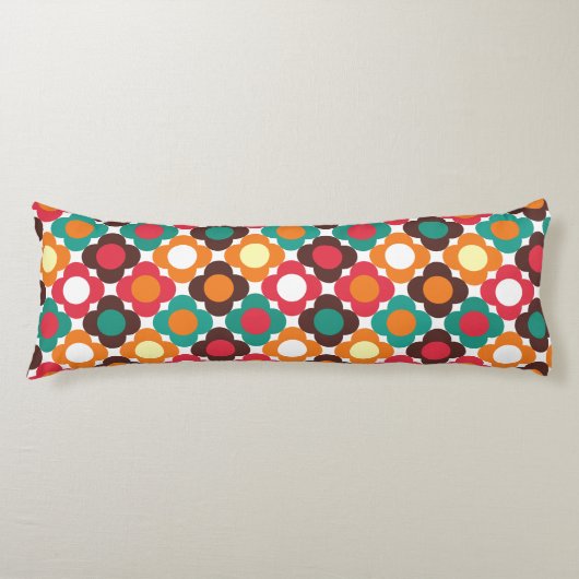 Groovy 70s Retro Flower Pattern | Bold Boho Floral Lichaamskussen (Voorkant)