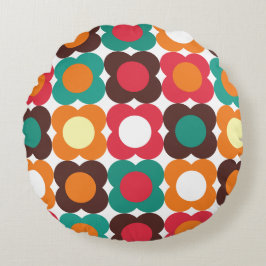 Groovy 70s Retro Flower Pattern | Bold Boho Floral Rond Kussen