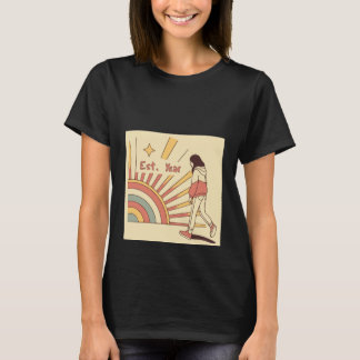 Groovy 70s Retro Gestreepte Nummer Vintage T-Shirt
