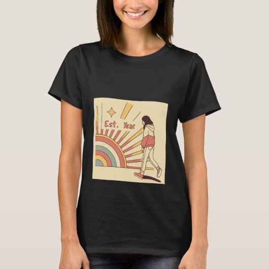 Groovy 70s Retro Gestreepte Nummer Vintage T-Shirt (Voorkant)