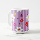 Groovy 70s Retro Hippie Flower Power Ladybug Koffiemok (Voorkant links)