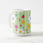 Groovy 70s Retro Hippie Flower Power Ladybug Koffiemok (Voorkant links)