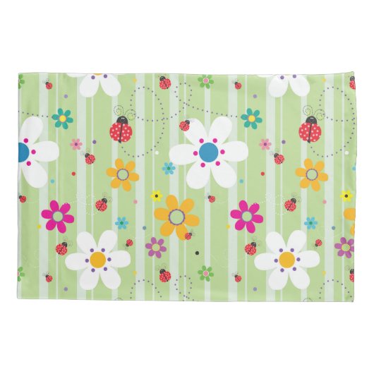 Groovy 70s Retro Hippie Flower Power Ladybug Kussensloop (Achterkant)