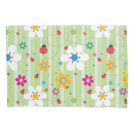 Groovy 70s Retro Hippie Flower Power Ladybug Kussensloop