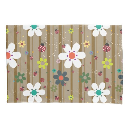 Groovy 70s Retro Hippie Flower Power Ladybug Kussensloop (Voorkant)