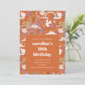 Groovy 70s Retro Hippie Peace Sinaasappel 18e verj Kaart (Staand voorkant)