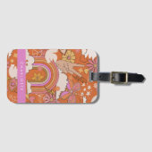 Groovy 70s Retro Hippie Peace Sinaasappel Bohemian Bagagelabel (Voorkant (horizontaal))