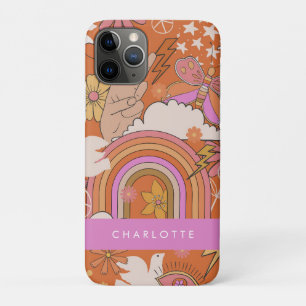 Groovy 70s Retro Hippie Peace Sinaasappel Bohemian Case-Mate iPhone Case