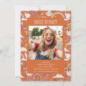 Groovy 70s Retro Hippie Vrede Foto Sweet 16 Party Kaart (Voorkant)