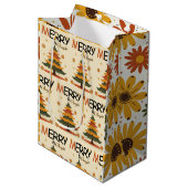 Groovy 70s Retro Kerstboom Vakantie Medium Cadeauzakje (Voorkant Gekanteld)