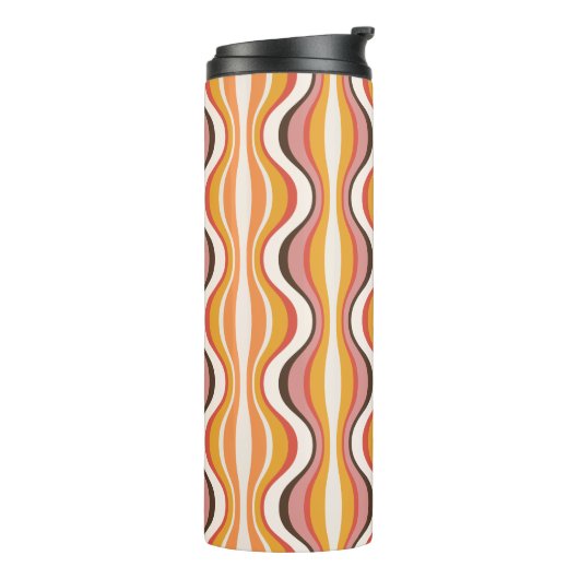 Groovy, 70s retro style patterned travel mug thermosbeker (Gedraaid links)