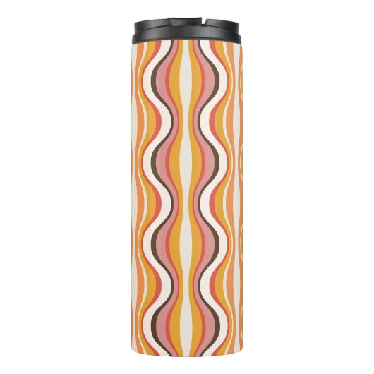 Groovy, 70s retro style patterned travel mug thermosbeker (Achterkant)
