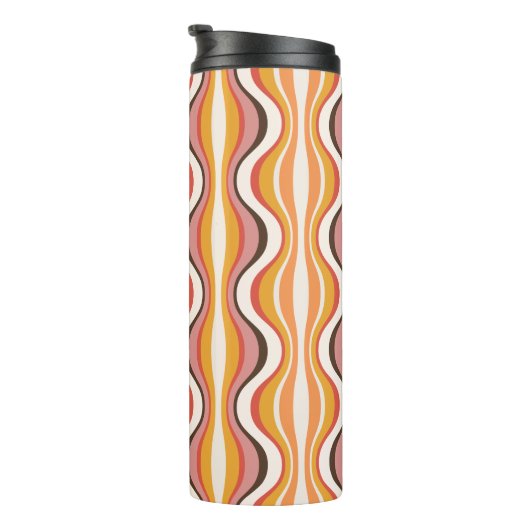 Groovy, 70s retro style patterned travel mug thermosbeker (Geroteerd rechts)