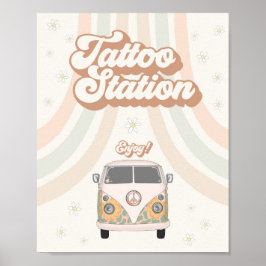groovy 70s retro tattoo station gunstig teken poster