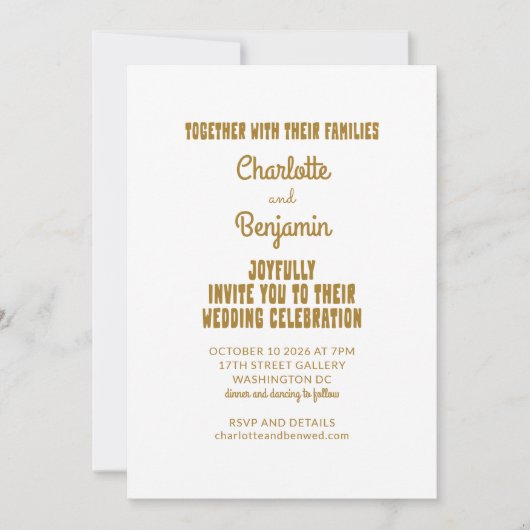 Groovy 70s roze Gold All-in-One Retro Wedding Kaart (Voorkant)