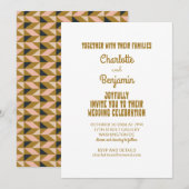 Groovy 70s roze Gold All-in-One Retro Wedding Kaart (Voorkant / Achterkant)