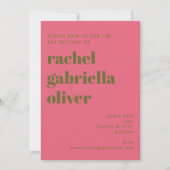 Groovy 70s  roze groene flora bat Mitzvah Kaart (Voorkant)