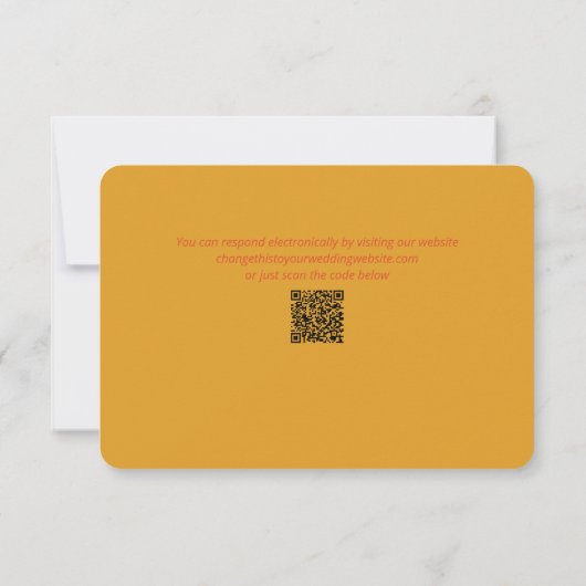 Groovy 70s Sinaasappel Bruin Reageer Trouw RSVP Kaartje (Achterkant)