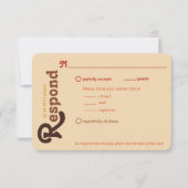 Groovy 70s Sinaasappel Bruin Reageer Trouw RSVP Kaartje (Voorkant)
