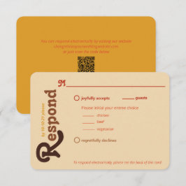 Groovy 70s Sinaasappel Bruin Reageer Trouw RSVP Kaartje