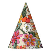 Groovy 70's, Sinaasappel, Roze, & Groene Bloemen Feesthoedjes (Links)