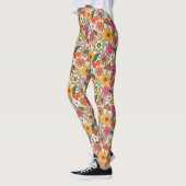 Groovy 70's, Sinaasappel, Roze, & Groene Bloemen Leggings (Links)