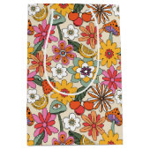 Groovy 70's, Sinaasappel, Roze, & Groene Bloemen Medium Cadeauzakje (Voorkant)