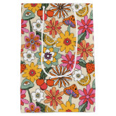 Groovy 70's, Sinaasappel, Roze, & Groene Bloemen Medium Cadeauzakje (Achterkant)